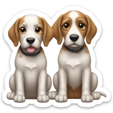 2 dogs sitting with eachother  sticker