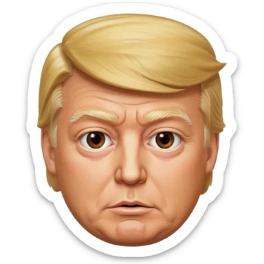 Donald Trump, ultra-photorealistic emoji style, round face, polished finish, lifelike skin and facial features, very sly expression, clean background, maximum quality and detail sticker