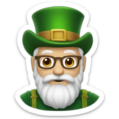Notre dame leprechaun white hair and a brown beard sticker
