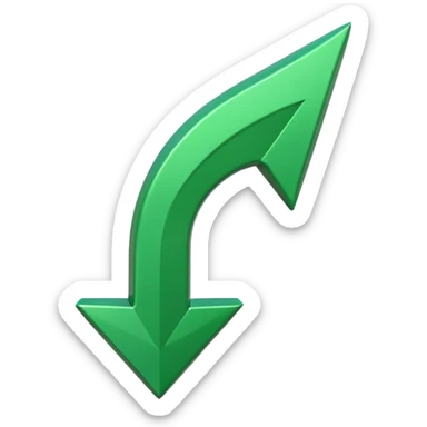 iOS-style 3D emoji: glossy green arrow pointing upward. sticker