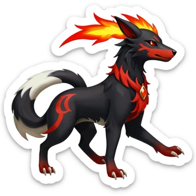 Shiny Exotic Excessive Mysterious Houndoom-Mightyena-Pokémon-Fakémon-hybrid-creature (full body) sticker
