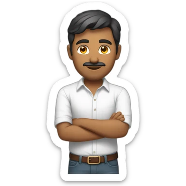 Indian man developer in plain white shirt with sleeve up profile image sticker