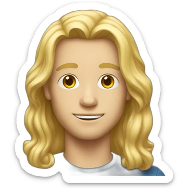 young blond man with long hair sticker