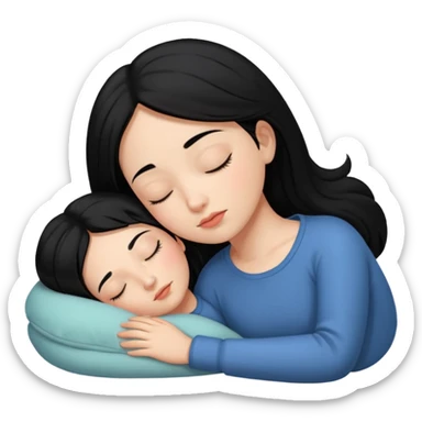 a girl with black hair is sleeping sticker