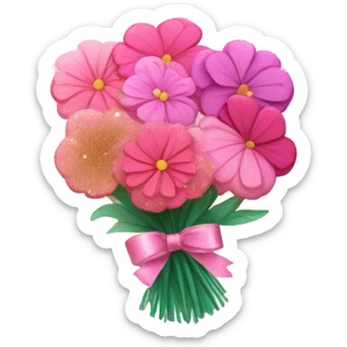 Pink ombre bouquet of flowers with glitter  sticker