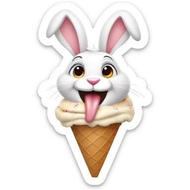 A rabbit eating an ice cream sticker