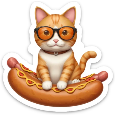 cat sitting on a sausage wearing sunglasses  sticker