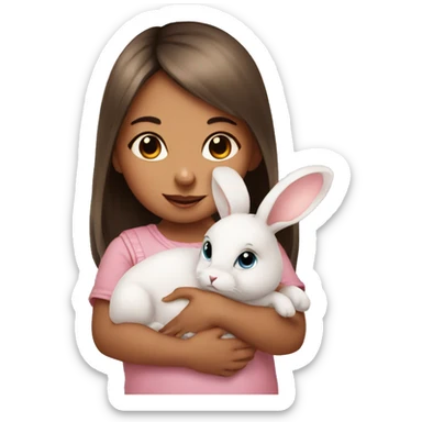 Baby girl with cute rabbit  sticker
