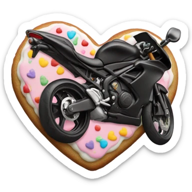 cookie heart with black motorbike  sticker