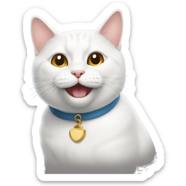 White British cat is smiling sticker