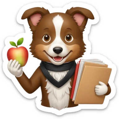 smiling border collie emoji holding multiple resumes in its mouth, friendly and energetic, no hands, apple emoji style sticker