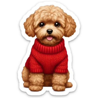 Red Maltipoo in red sweater  sticker
