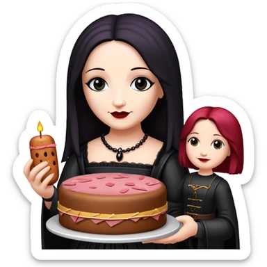 goth monalisa holding a SPAM MEAT  birthday cake  sticker