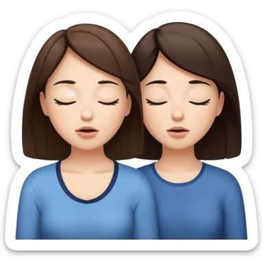 two brunetts breathing like doing yoga or meditating sticker
