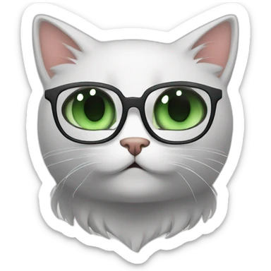 White guy with green eyes, black hair and with glasses hug redpercian cat sticker