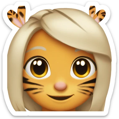 bunny with eyelashes and tiger next to her sticker