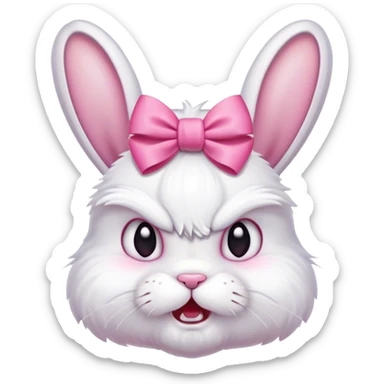 Angry bunny with bow sticker