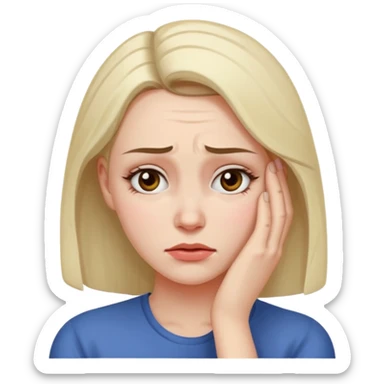 the emotional female emoji with a furrowed brow and her hand on her forehead sticker