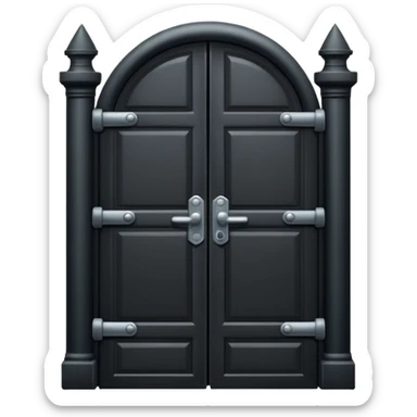 iOS emoji, minimal dark gate, sealed door, flat design sticker