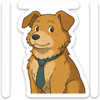 ghibli style dog wearing a tie sticker