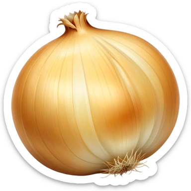 Cinematic crisp white onion, slightly peeled to reveal smooth layers, warm golden tones, rustic and fresh, soft glowing highlights. sticker