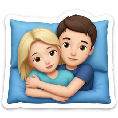 Boy and girl together close relationship cute Laying down hugging sticker