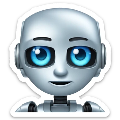 cute blue eyed robot with money sticker