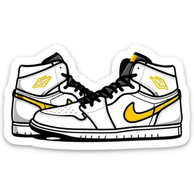 Jordan 1 sneaker, all black with a metallic gold swoosh sticker