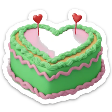 Brat green heart shaped birthday cake  sticker