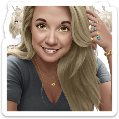 smiling blonde girl with jewelry sticker