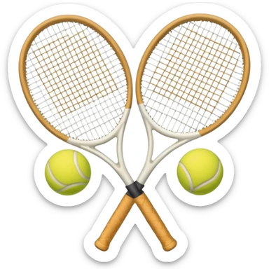 2 White Tennis rackets with beige tennis ball aesthetic  sticker