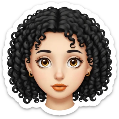 Girl with black curly hair with a nose ring  sticker