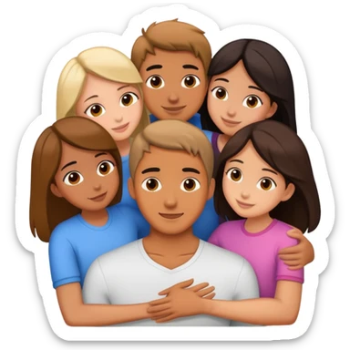 Guy getting huggedby 5 girls sticker