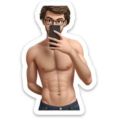 topless selfie in bathroom sticker