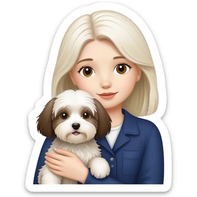 Havanese dog with a girl sticker