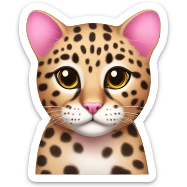 Leopard cat cute pink sticker