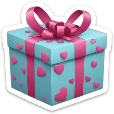 gift box with heart stickers around the box sticker