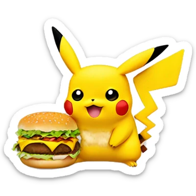 Pikachu with cheeseburger sticker