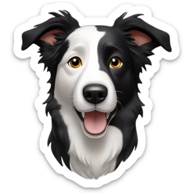 a border collie with asymetric white spot on his head sticker