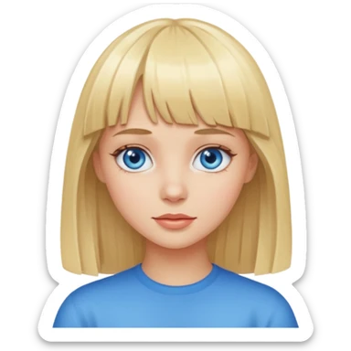 Blonde girl with bangs and blue eyes sticker