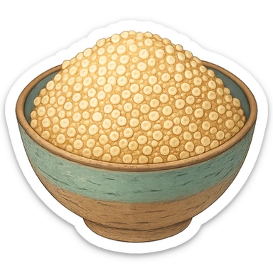 ghibli style quinoa grains in a bowl, no background sticker