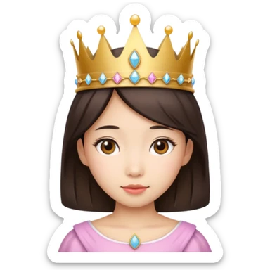 Asian girl wearing a princess crown on her head  sticker