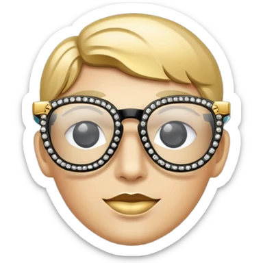 black glasses with + diamond and golden sticker