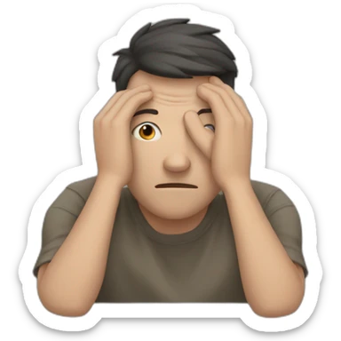 man hiding his face using hands, overwhelmed sticker