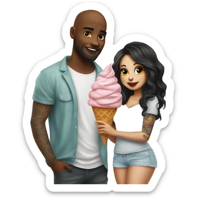 Cute ice cream date for beautiful tattooed couple sticker