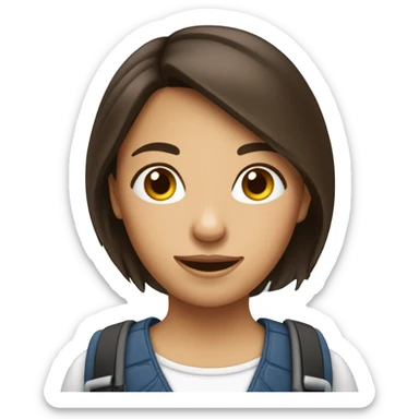 Fille brune avec appareil photo sticker