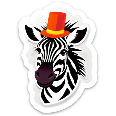 Zebre créatif avec un chapeau de fête  sticker