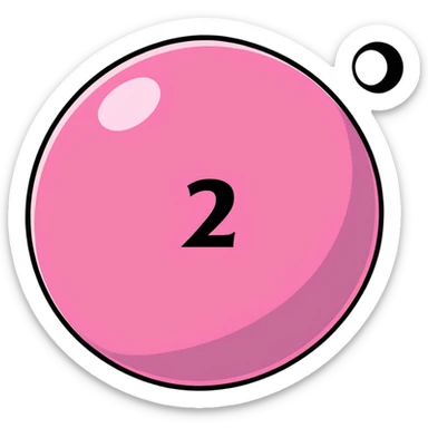 pink billiard ball with the number 23 inside a white circle sticker