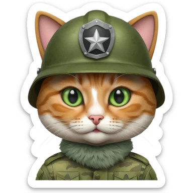 Cat with army helmet sticker