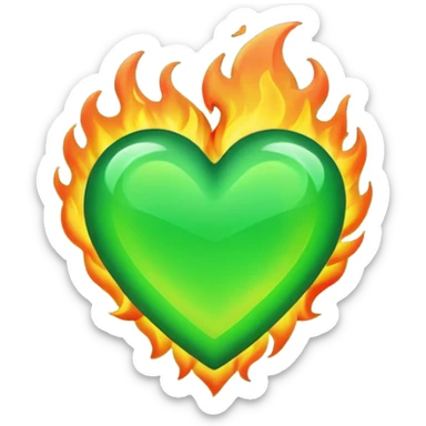 fire green heart emoji sticker
